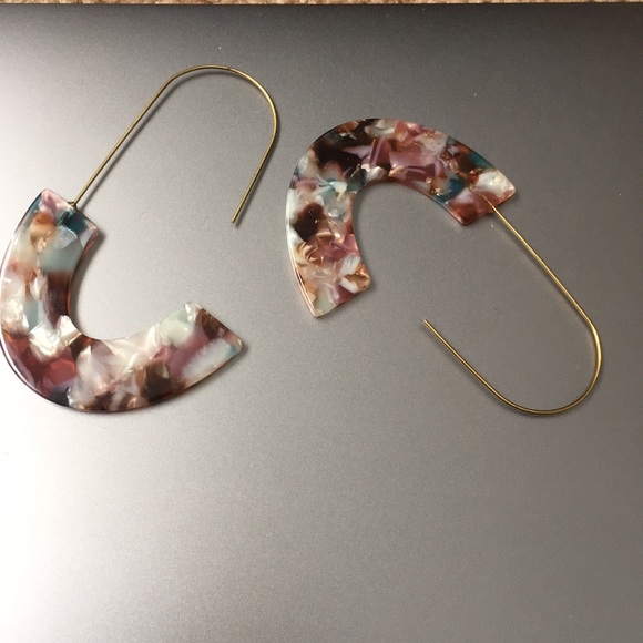 ✨Brown and Turquoise Resin Acrylic Drop Earrings - Picture 3 of 3